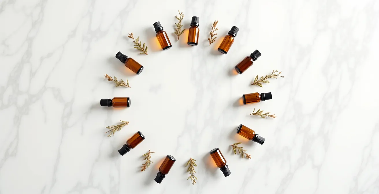 Horloge circadienne montrant les moments optimaux d'application des huiles essentielles